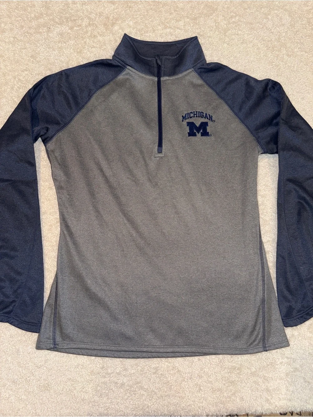 University of Michigan Gray & Navy 1/4 Zip Pullover